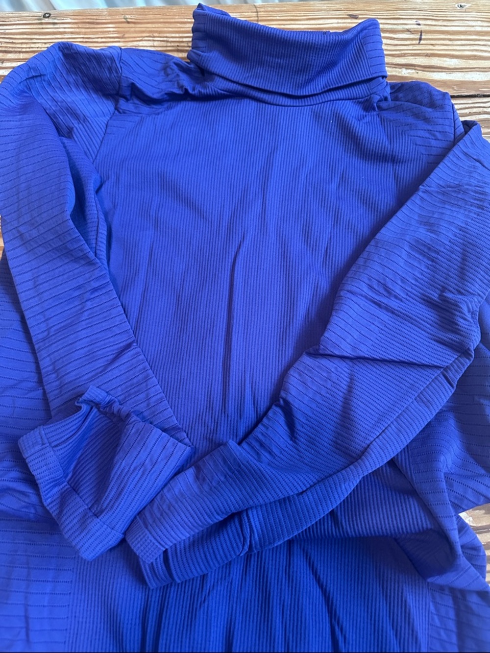Ribbed Turtleneck Long Sleeve Top - Cobalt Blue